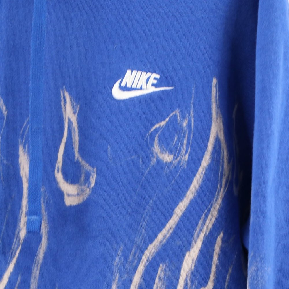 Vintage Nike Spell Out Fire Flames Hoodie Blue - Picture 4 of 8